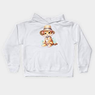 Bengal Tiger in Straw Hat Kids Hoodie